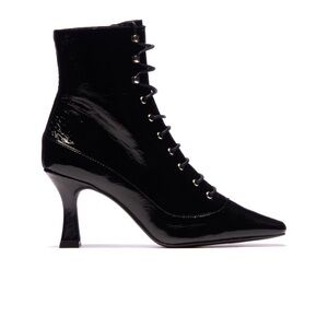New Myrion Black Leather Ankle Boots Patent L’Intervalle Size 37
